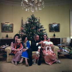 President Lyndon B. Johnson, Lady Bird Johnson and family celebrate Christmas Eve